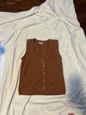 Madewell Brown Sleeveless Button-Front Sweater Vest